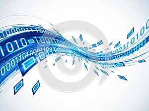 Digital binary code wave isolated on white background