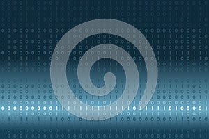 Digital binary data on blue and white gradient background. Modern, science, technology, virus computer, hacking, network in cybers