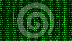 Digital binary data and streaming binary code background. Matrix