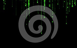 Computer code falling matrix style.