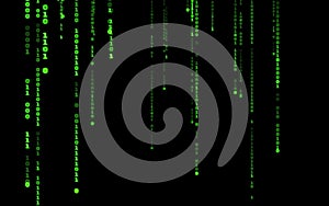 Computer code falling matrix style.