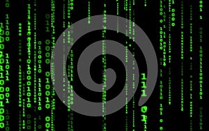 Computer code falling matrix style.