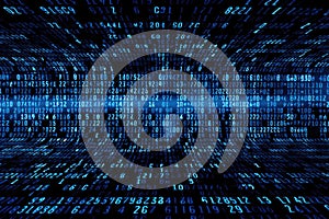 Digital binary data streaming binary code background. Matrix background with digits. Generative AI