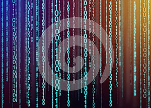 Digital binary data and streaming binary code background. Matrix background with 1.0