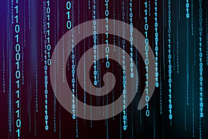 Digital binary data and streaming binary code background. Matrix background with 1.0