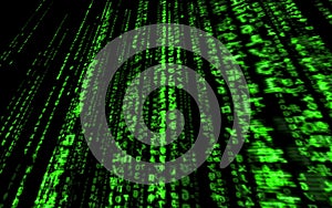 Computer code falling matrix style.