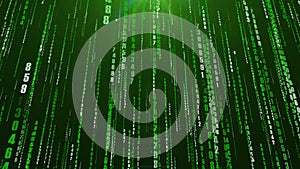 Digital binary data, streaming code background. Matrix background. Programming. Coding. Hacker concept. Cyberspace with