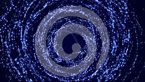 Digital binary data tunnel. Abstract connection of dots and lines on dark background. Concept of network. 3D