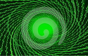Digital binary data tunnel and binary code streaming on the black background