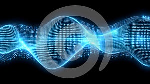 Digital Binary Stream Wave Abstract Data Flow, Technological Background, Futuristic Cyberspace Concept