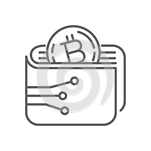 Digital Bitcoin Wallet Thin Line Symbol Icon Design