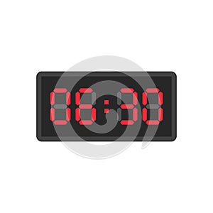 Digital black alarm clock displaying 6:30 photo