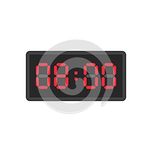 Digital black alarm clock displaying 8:00 o'clock photo