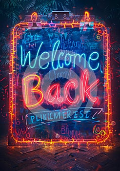 A digital blackboard showing a heartwarming Welcome Back message, celebrating teachers and students reuniting.