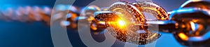 Digital Blockchain Chain with a Glowing Connection and Data