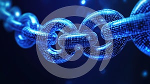 Digital blockchain chain links with binary code