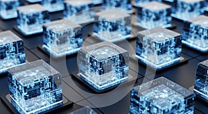 Blockchain technology concept digital network data blocks abstract background generated by ai