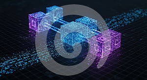 Futuristic Blockchain Network and Digital Data Flow