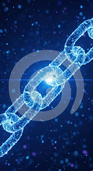 Digital blockchain network linked chain futuristic technology data secure connection global
