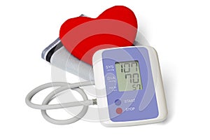 Digital blood pressure meter with heart symbol