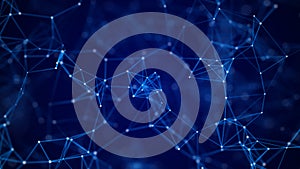 Digital blue background with dots and lines. Big data visualization. Network connection structure. 3D rendering