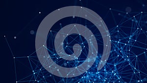 Digital blue background with dots and lines. Big data visualization. Network connection structure. 3D rendering