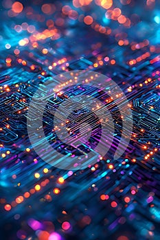 Digital Blue Dots and Lines Data Visualization, Portrait Images Generative AI