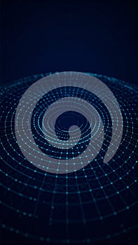 Digital Blue Wireframe Sphere with Connection Points for Data Visualization or Technology Background