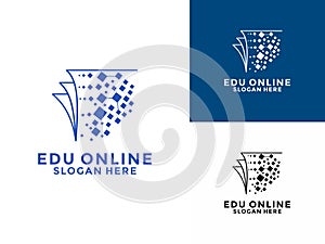 Digital Book Network logo design vector. Education online logo vector, university, academy logo design vector template