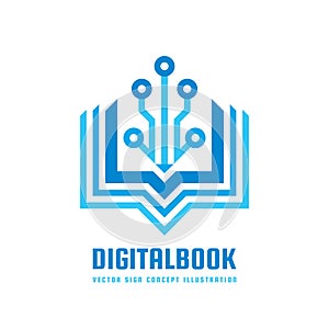 Digital book - vector logo template concept illustration. New education creative sign. Modern school abstract symbol.