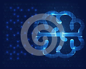 Digital brain abstract glow vector. Science and Technology concept. Neural network