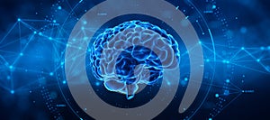 Digital Brain. Artificial intelligence AI machine learning Business Technology Internet Network Concept. 3D Illustration