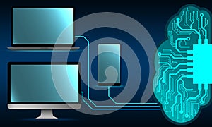 Digital brain and artificial thinking process concept