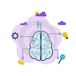 Digital brain and artificial thinking process concept