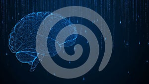 Digital Brain with Binary Code Stream Representing Artificial Intelligence and Neural Networks Connectivity