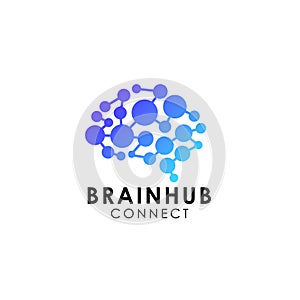 Digital brain. brain hub logo design. brain connection logo