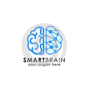 digital brain. brain hub logo design. brain connection logo vector icon
