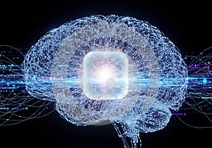 Digital brain with central chip.