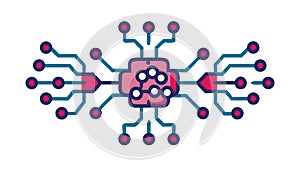 Digital Brain Circuit Board and AI Processor Vector, vector design Generative AI
