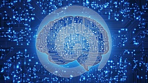 Digital Brain, Circuit Board Pattern Artificial Intelligence and Advanced Technology Concept.