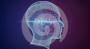 Digital Brain Circuitry: Visualizing Advanced Artificial Intelligence and Data Processing for the Tech Industry.