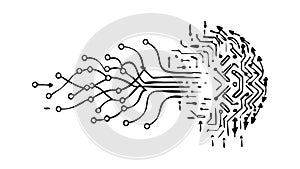 Digital Brain and Complex Neural Network Systems, vector design Generative AI