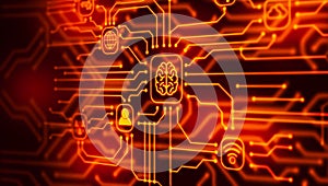 Digital-brain connectivity, AI processing, and global technology network solutions.