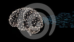 Digital Brain with Glowing Network and Binary Code â Concept of AI and Neural Systems