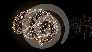 Digital Brain with Glowing Network and Binary Code â Concept of AI and Neural Systems