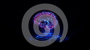 Digital Brain Hologram Hud. Artificial intelligence AI machine deep learning. Business Technology Internet Network