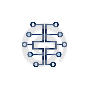 Digital brain icon - vector electric circuit brain AI symbol