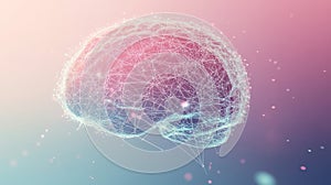 A digital brain illustration with interconnected nodes and lines representing the complexity and interconnectedness of the human