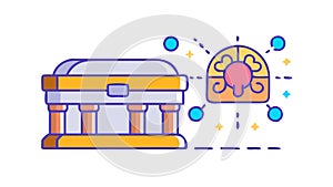 Digital Brain Interface: Artificial Intelligence and Data Processing, vector design Generative AI