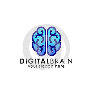 digital brain logo design template. electric brain logo vector i